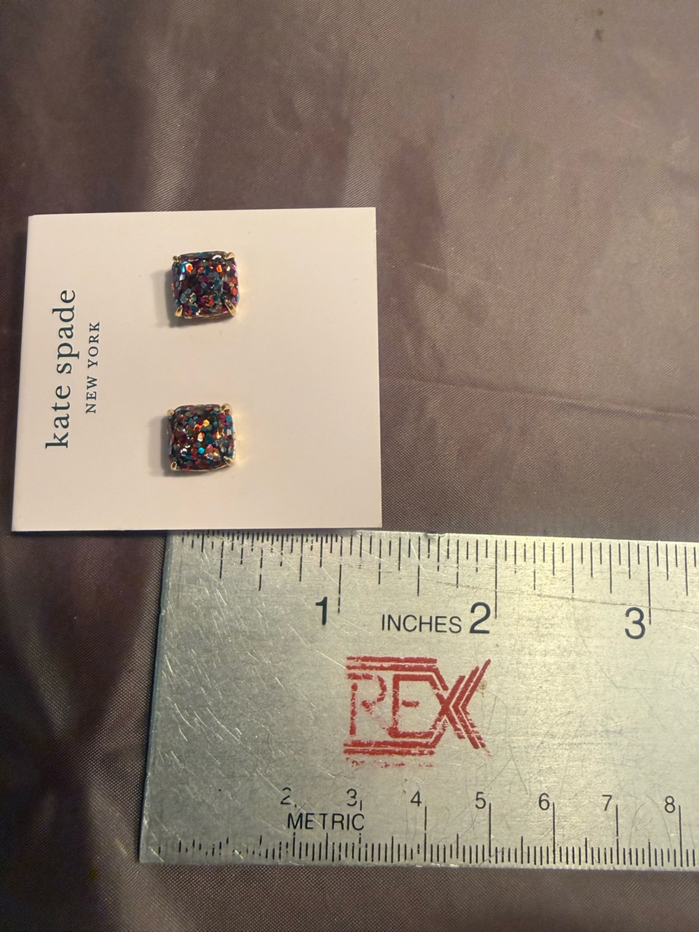 NWT Kate Spade Small Square Stud Earrings Gold-Tone Multi-Color Confetti - Picture 5 of 6